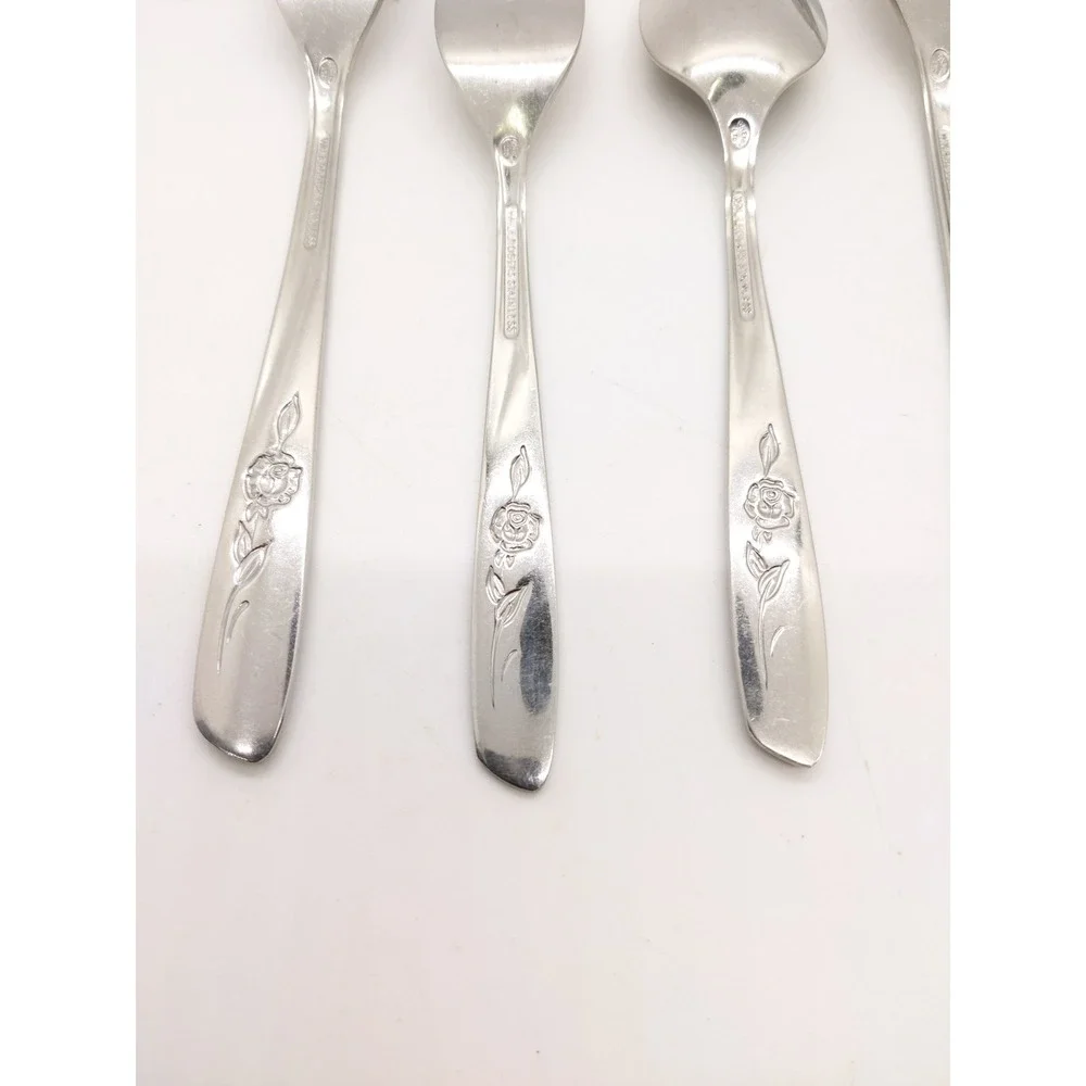 Oneida Rogers Sweet Briar Rose Flatware Set 6pc Silver Stainless Floral Design